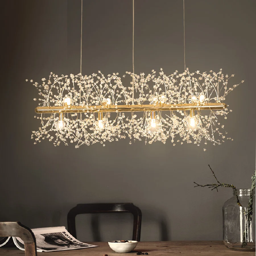 

Snowflake Chandelier lamp scandinavian led lustre Rectangle Crystal Chandelier Dining room Bar Kitchen Restaurant Hanging Lights