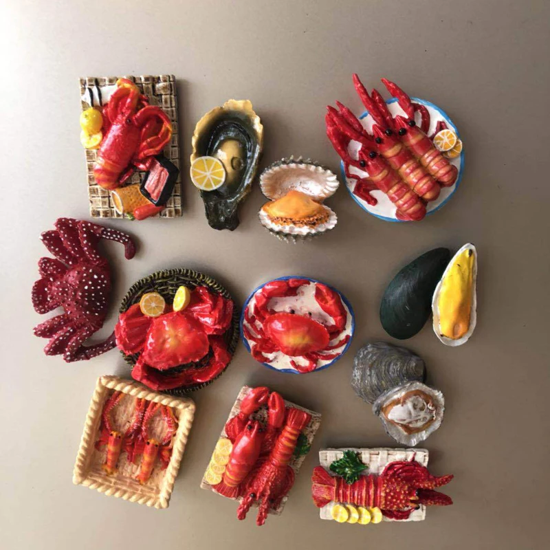 

Creative seafood crayfish three-dimensional resin refrigerator magnet magnet stone sticker refrigerator decoration message tool