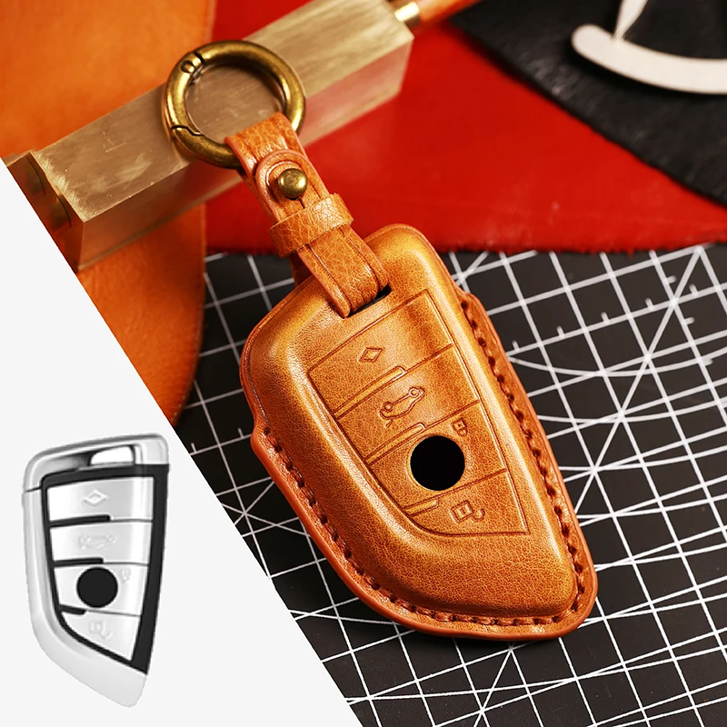 

Leather Car Remote Key Case Cover Fob for BMW X1 X3 X5 X6 X7 1/3/5/6/7 Series G30 G20 G32 G11 F20 Z4 F48 F39 G01 G02 F15 F16 G07