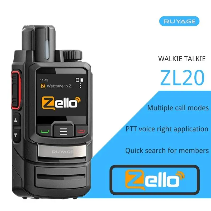 

Ruyage ZL20 Zello Walkie Talkie 4g Radio With Sim Card Wifi Bluetooth Long Range Profesional Powerful Two Way Radio100km