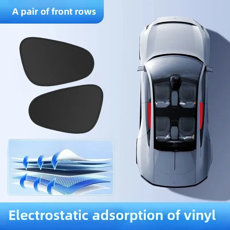 

Электростатический солнцезащитный козырек для бокового окна автомобиля, 4-слойные солнцезащитные шторы, антибликовый УФ-блокировщик, автоматическая солнцезащитная крышка