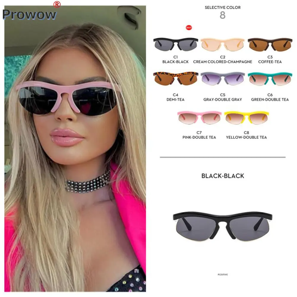 

Женские солнцезащитные очки 2023, повседневные солнцезащитные очки для езды на велосипеде и вождения, модные солнцезащитные очки с полуободк...