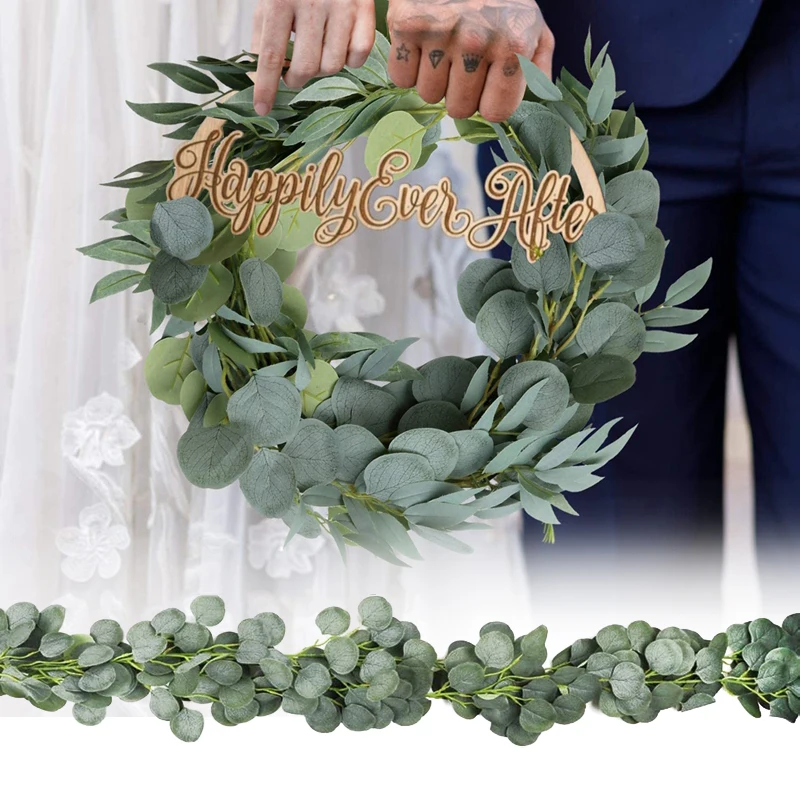 

1/5PCS Eucalyptus Leaves Wedding Decorate Garland Artificial Ivy Simulation Plant Winding Rattan Hanging Home Banquet Wall Decor