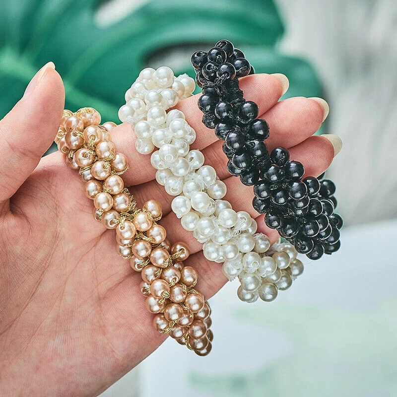 

Imitation Pearl Head Rope Hair Ties Beads Girls Scrunchies Rubber Bands Ponytail Holders Hair Accessories Elastic Hair Band