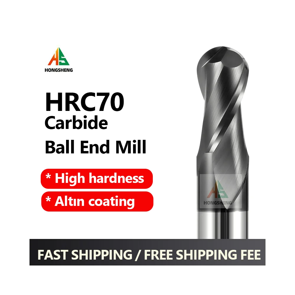 

HRC70 55 65 2 зуба сферическая концевая из карбида вольфрама с ЧПУ R0,5 6 мм 8 мм 10 12- 20 Фрезерный инструмент 2 флейты