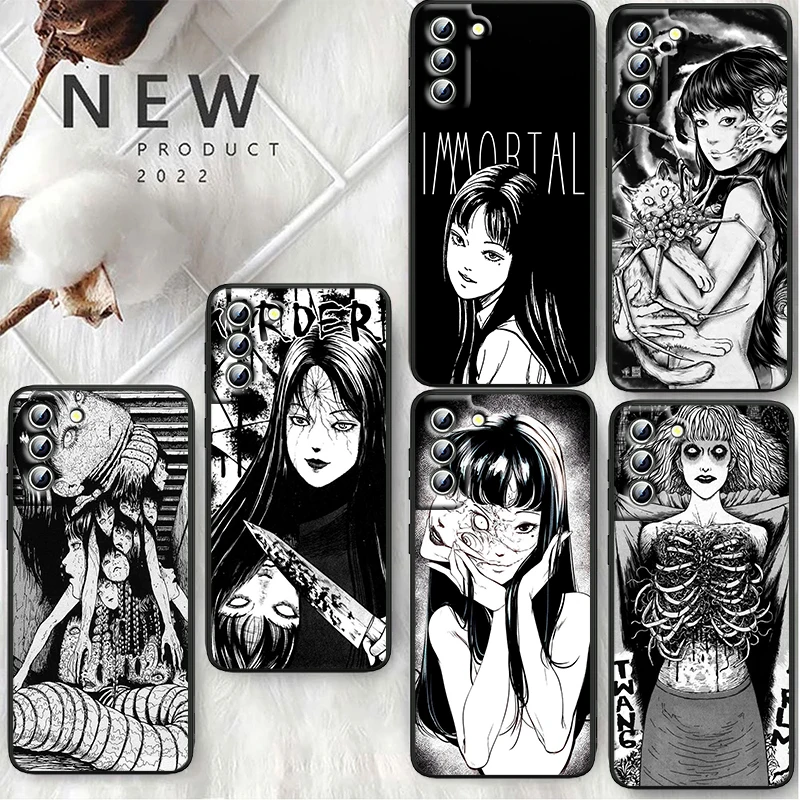 

Joji Ito Horror Manga Tomie Phone Case For Samsung S23 S22 S21 S20 S10 S8 Note 20 A9 A73 A71 A53 A33 Ultra Plus FE Black