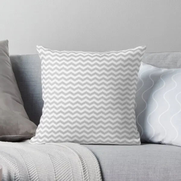 

Gray White Chevron Zigzag Pattern Printing Throw Pillow Cover Square Office Case Decorative Fashion Soft Pillows not include