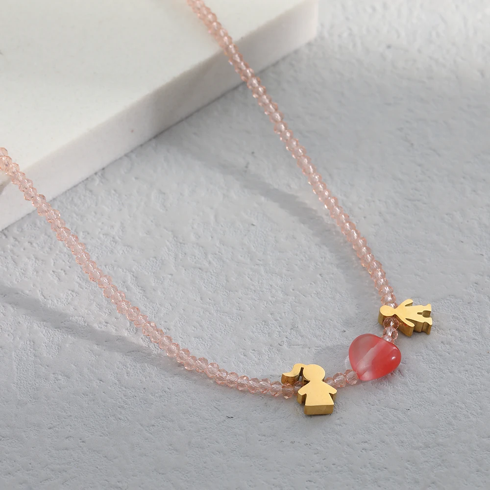 

18K Gold Plated Stainless Steel Pendant Necklace Colorful Beads Choker for Women Fashion Jewelry Boho Accessories