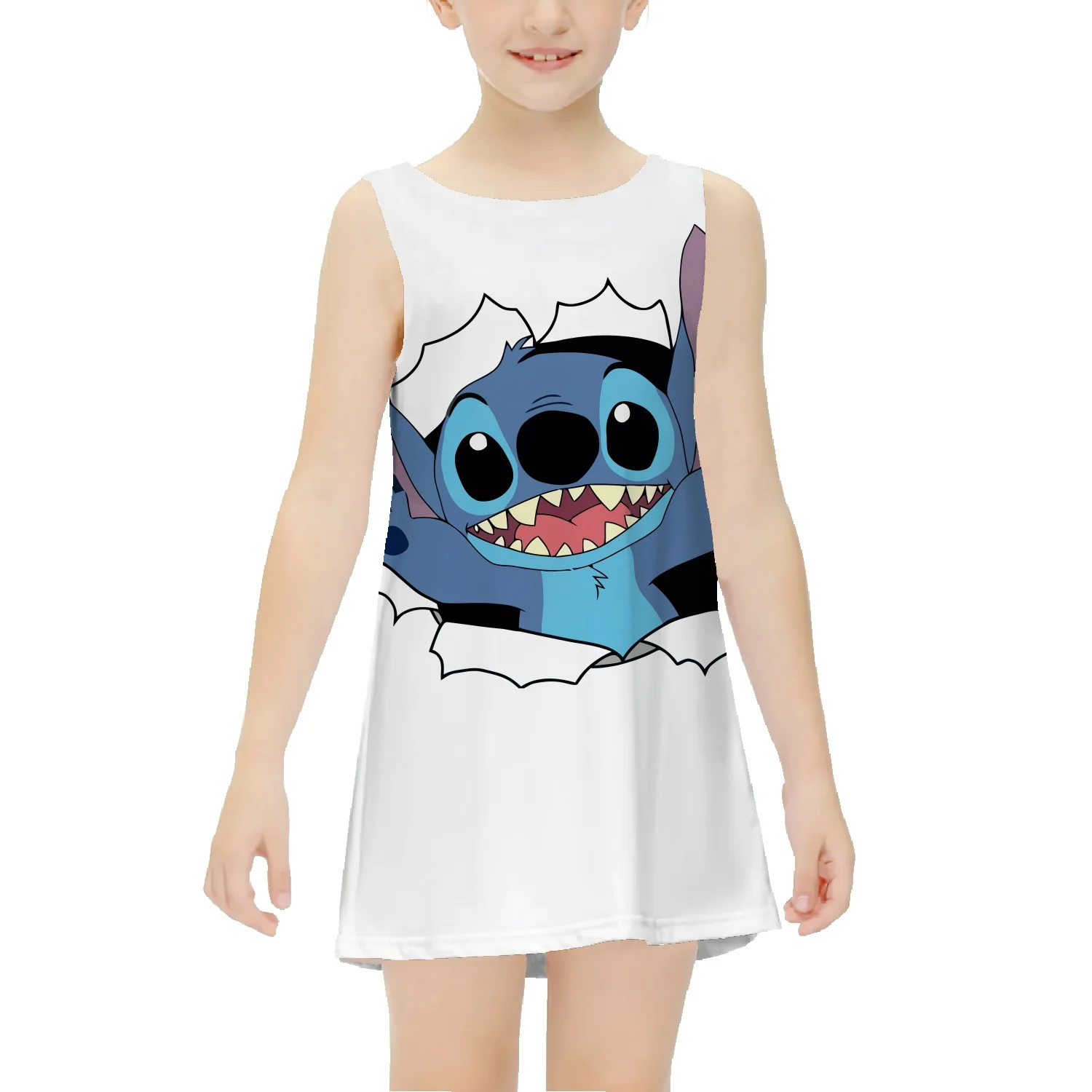 Stitch Interstellar Baby girls summer new nightdress sleeveless cotton dress girl long T-shirt dress