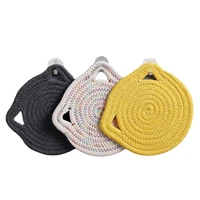 cotton rope placemat can be hung cat ear shape cotton thread placemat heat proof cat insulation pad coaster