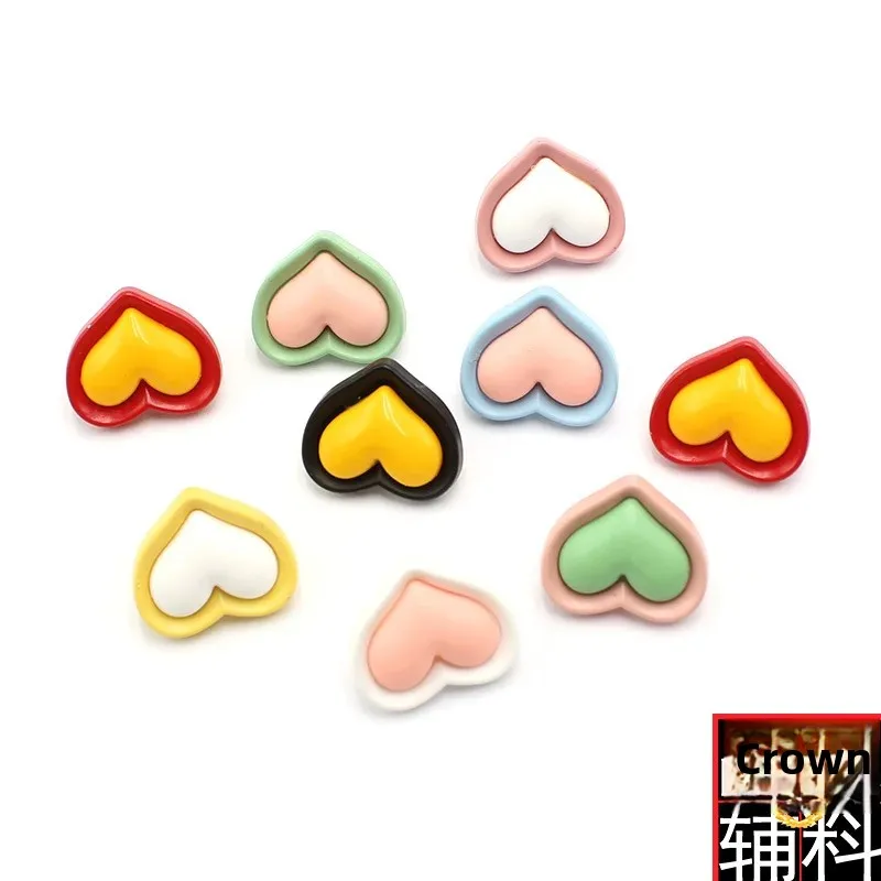 Цветные пластиковые пуговицы с двойным сердечком декоративные для детской