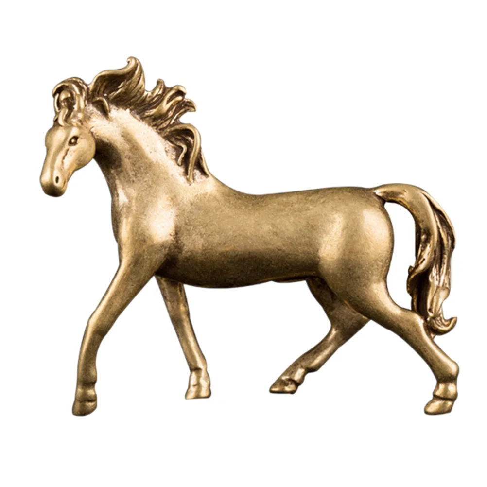 Brass Horse Figurines Decorative Standing Horse Animal Sculpture Bring Home Feng Shui Lucky Wealth Desktop Decorations