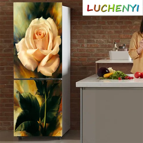 Самоклеящаяся декоративная пленка на заказ для холодильника, двери, крышки кухни, наклейка с цветочным рисунком