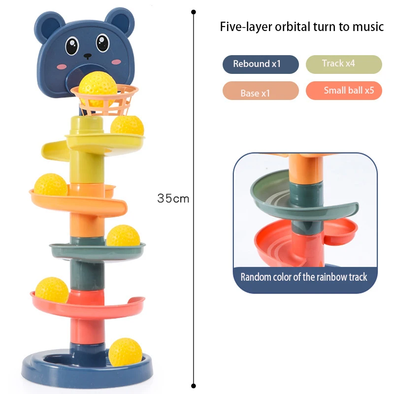 

Children's fun track slider tower shooting, folding music, turning music, baby puzzle, early education, rolling ball