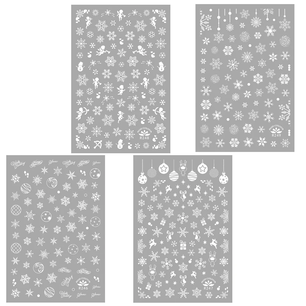 

4 Sheet Nail Decorative Sticker Christmas Nail Decal Crafted Nail Sticker Decor
