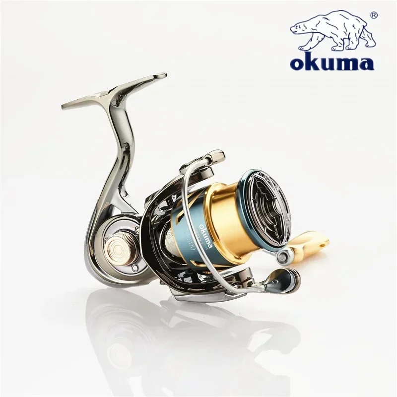 Фото Цельнометаллическая рыболовная катушка OKUMA 12 + 1BB, вращающееся колесо с мелкой чашкой лески, 15 кг, вращающаяся катушка с защитой от коррозии морской воды 1000-5000 №4