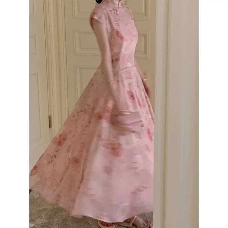 Женское платье в китайском стиле элегантное жаккардовое Сетчатое Ципао