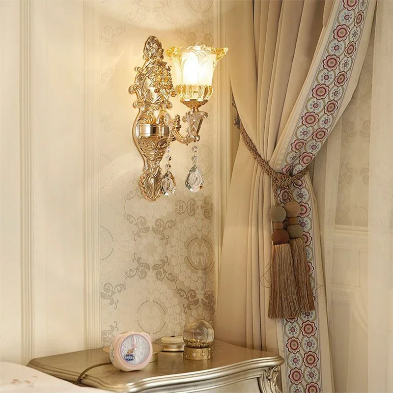 Роскошный хрустальный настенный светильник DLMH Европейский прикроватный для