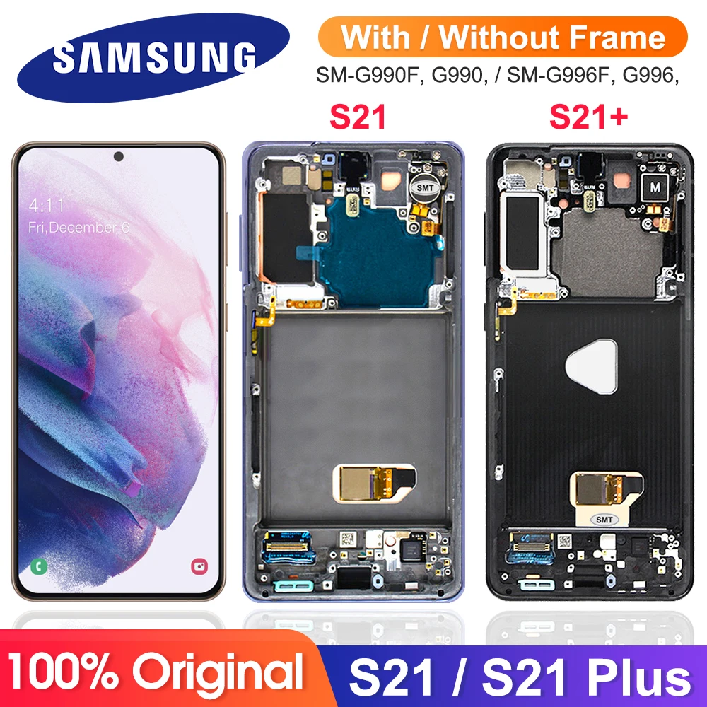 

Оригинальный дисплей S21 + / S21 Plus с рамкой, для Samsung Galaxy S21 G990 G990F G991 G991B, ЖК-дисплей, сенсорный экран, дигитайзеры