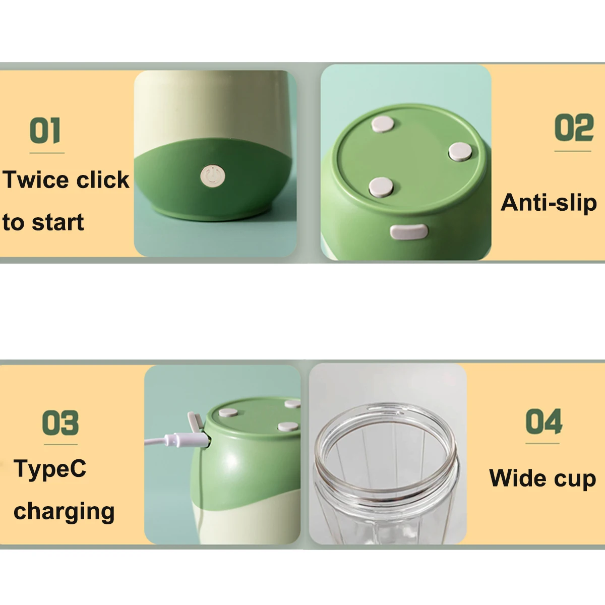 Портативный мини-блендер 500 мл с 4 лезвиями из нержавеющей стали пластиковая