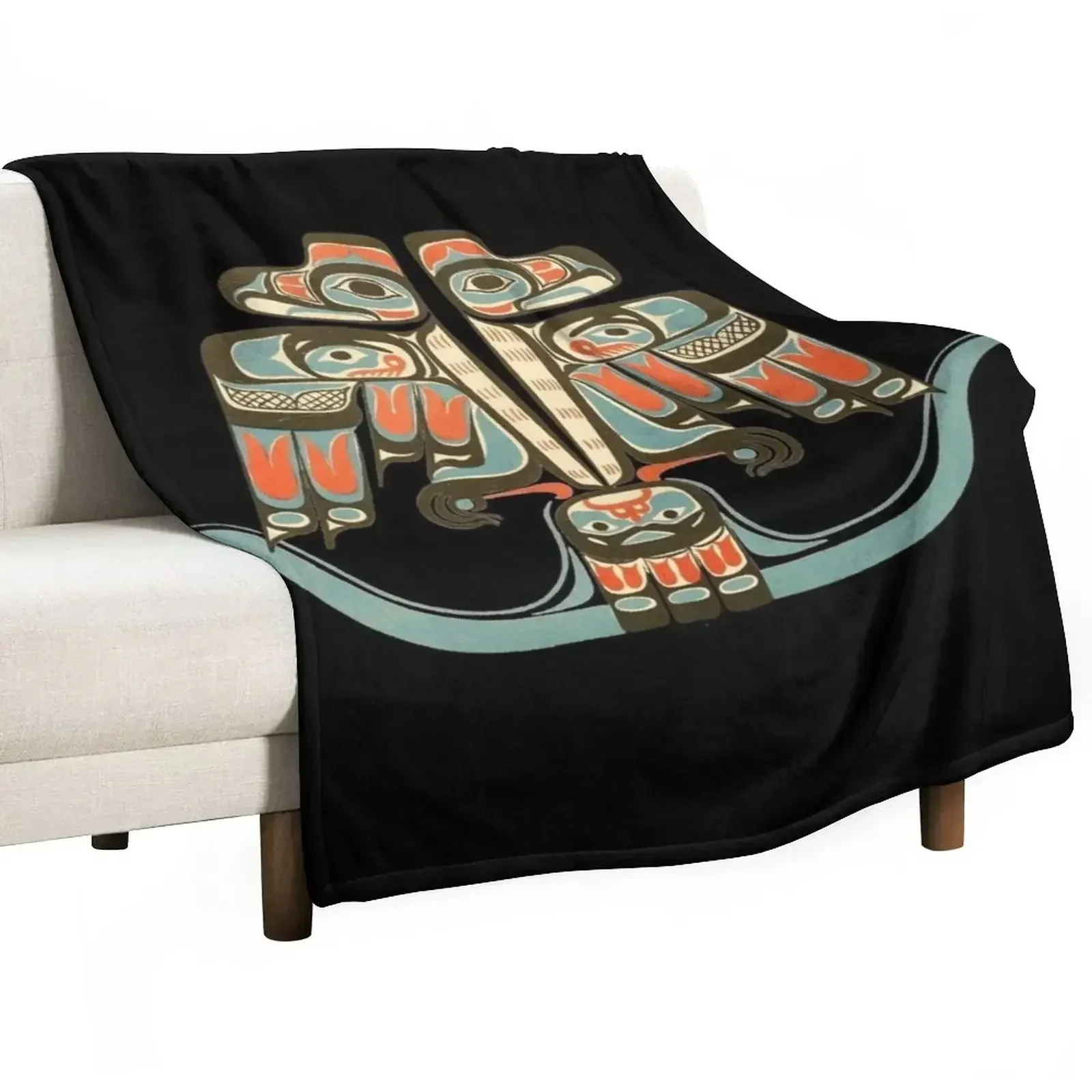 Northwest Native Art Haida - одеяло Tlingit Thunderbird очень большое свободное для дивана тонкие