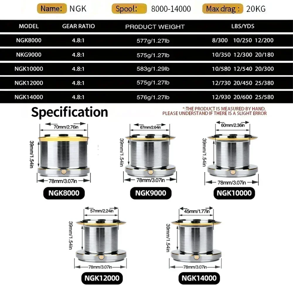NGK Спиннинговая рыболовная катушка с подшипником из нержавеющей стали 8000 9000 10000
