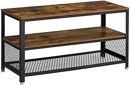 

TV Stand for TVs up to 43 Inches, Storage Console with Metal Shelf, Easy Assembly and Sturdy Design, Adjustable Feet, 39.4 x 15.