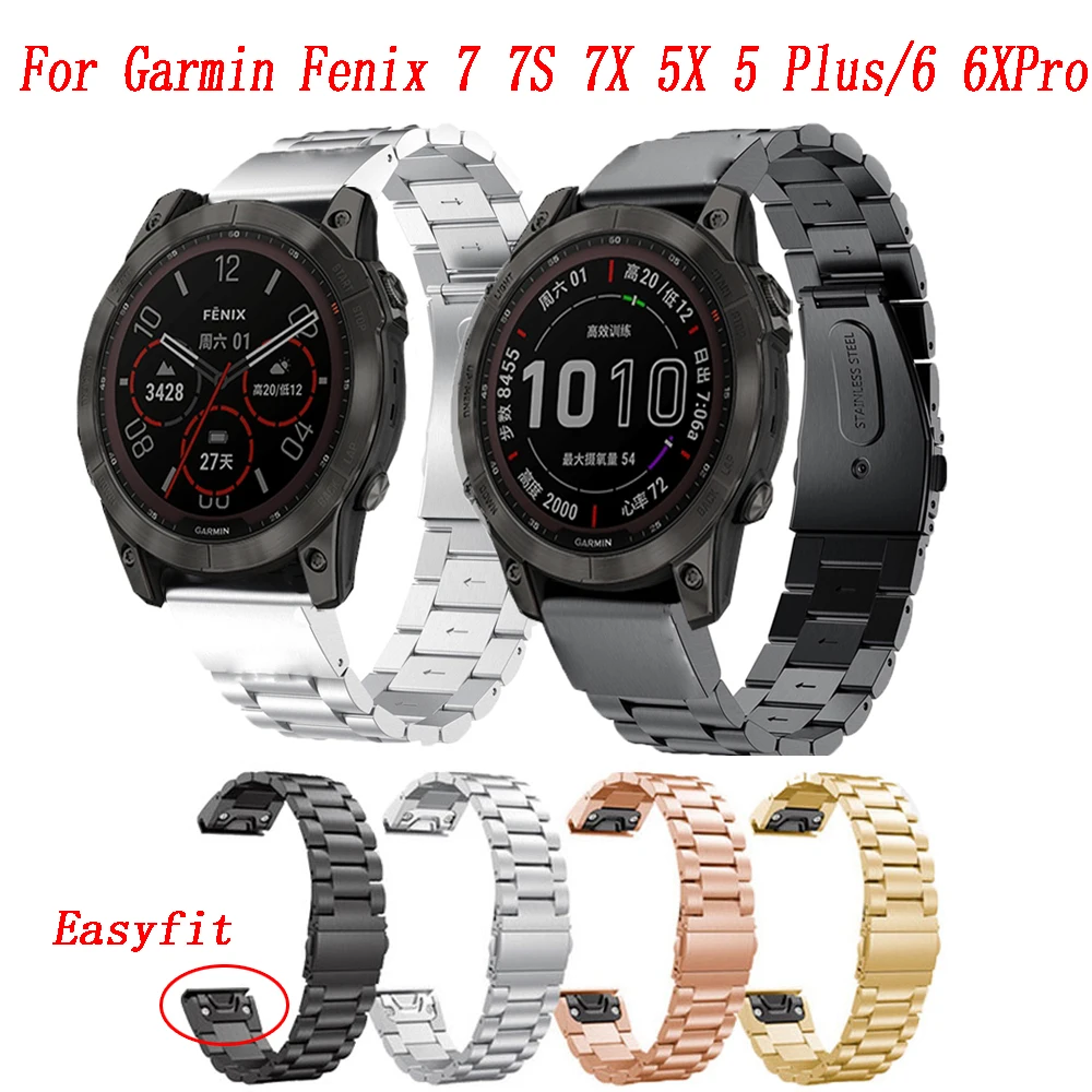 

20 22 26mm Stainless Steel Band for Garmin Fenix 7 7S 7X 5X 5 Plus/6 6XPro Watchband QuickFit Easyfit Smartwatch Bracelet Correa