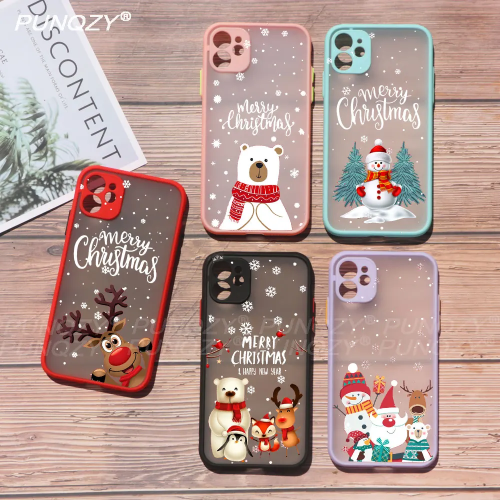New year gifts snow Elk Christmas Phone Case For iPhone 13 pro max 12 Pro 11 Pro max XR XS MAX X 6S 8 7 Plus SE Hard PC Cover
