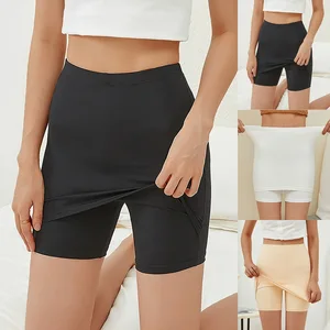 High Waist Ice Silk Seamless Safety Short Pants Women Summer Under Skirt Boxer Shorts Female Slim Ti in USA (United States)