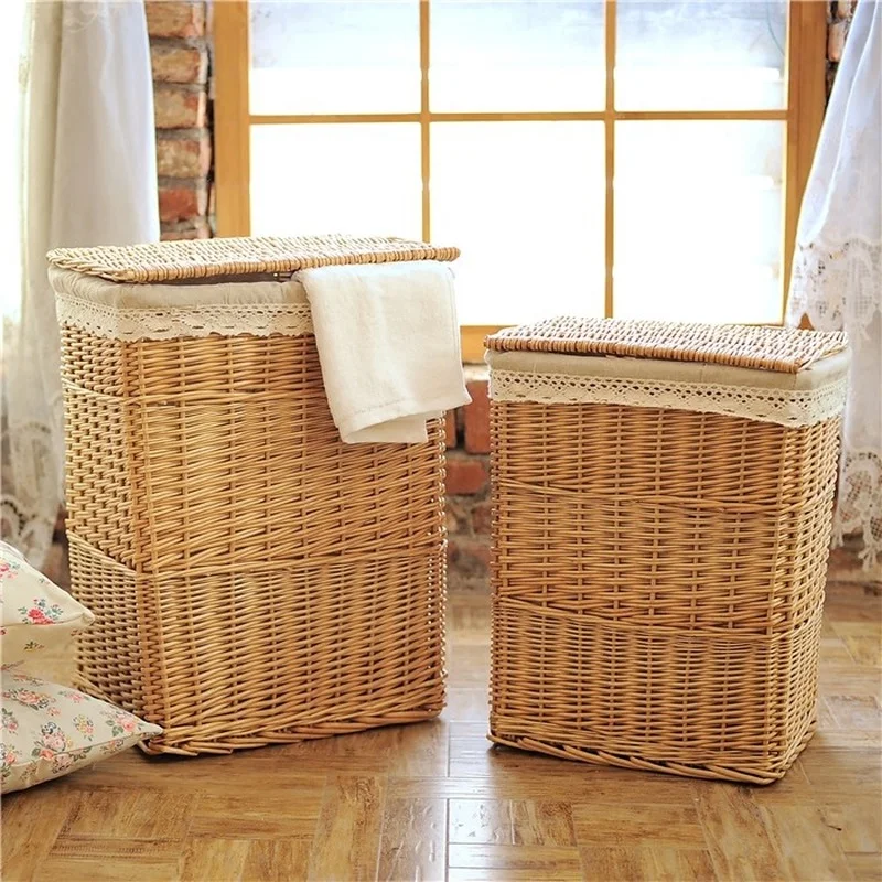 

Sundries storage baskets rattan garden fabric wicker hamper basket with lid storage box storage box