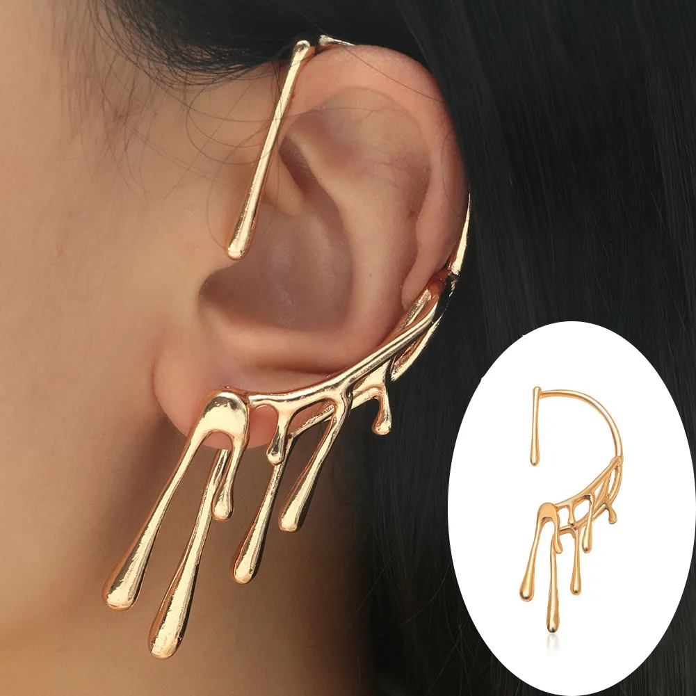 

1PC 2022 New Trendy Golden Clip Earrings Irregular Ear Cuff Gothic Hanging Clip Earrings For Women Minimalist No Piercing