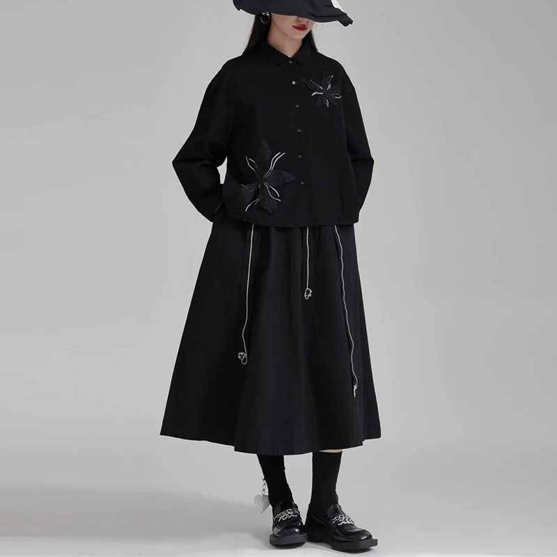 Женская юбка-трапеция с вышивкой Johnature повседневная трапециевидная юбка