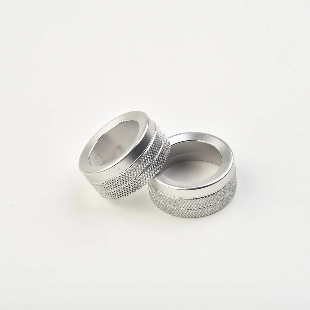 

2pc Car Volume Radio Knob Cover Decorative Piece Silver Suitable For Porsche Cayenne 911 718 Aluminum Alloy Car Audio Knob Cover