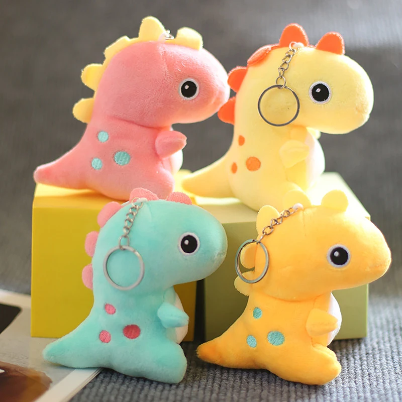 

11CM Cute Cartoon Dinosaur Keychain Plush Dolls Toys Soft Stuffed Animal Doll Keyring Bag Pendant For Girl Gift