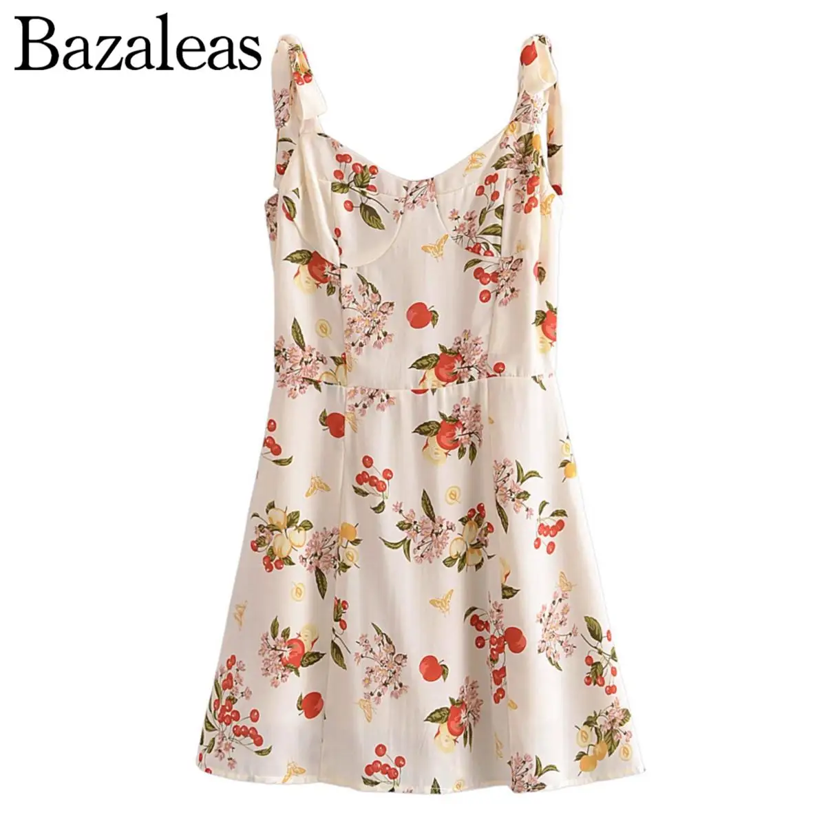 Женское эластичное платье-мини на бретелях с цветочным принтом - купить по