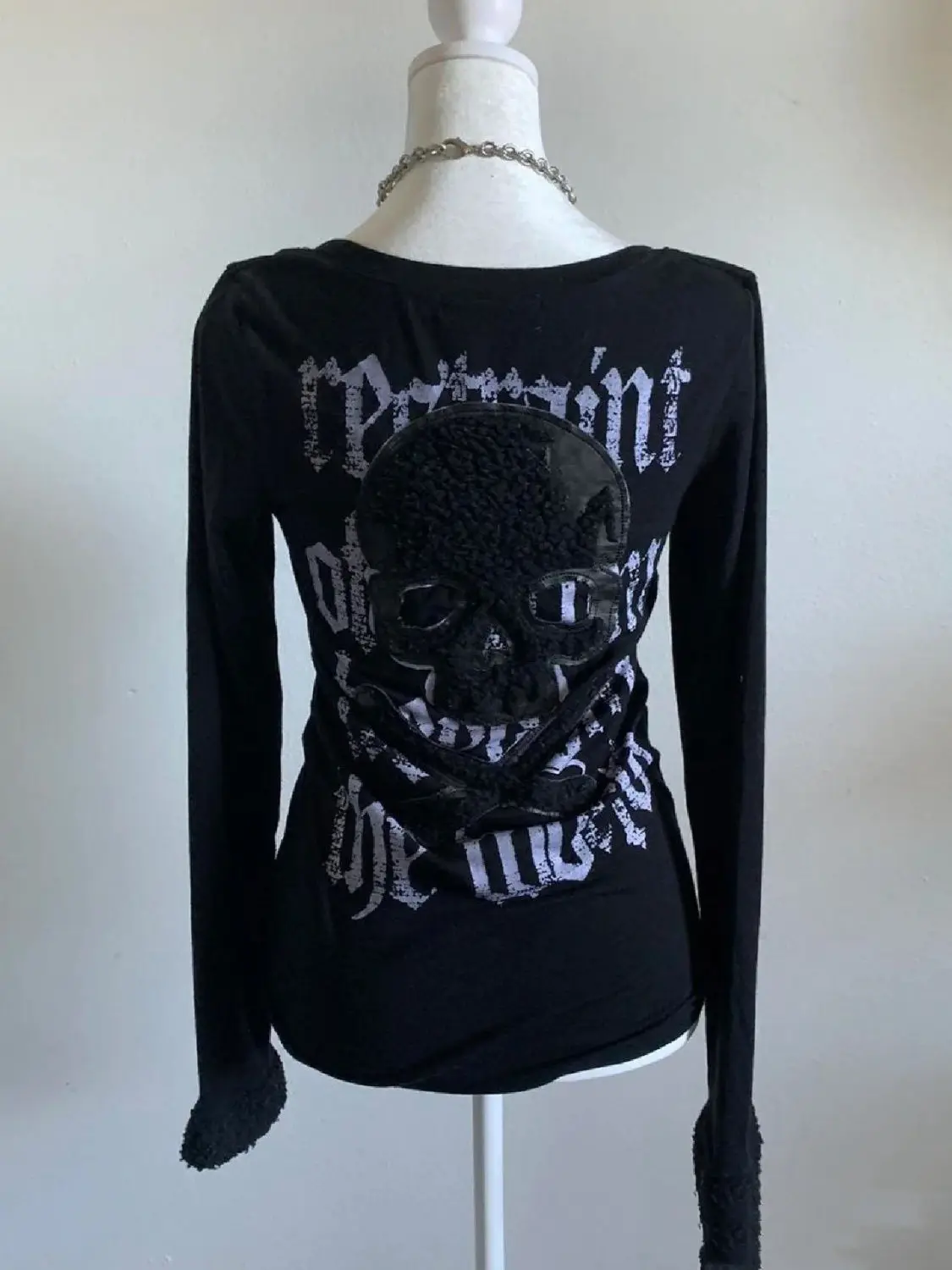 Y2k Spicy Girl классические черные футболки с буквенным принтом и длинными рукавами