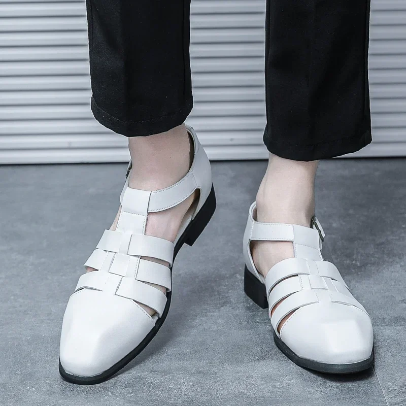 Новые мужские римские сандалии из искусственной ткани однотонные удобные