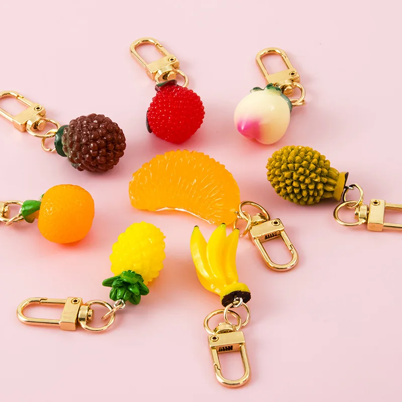 

Simulation Fruit Keychain Pineapple Strawberry Lemon Lychee Pendant DIY Material Headphones Bag Decoration Jewelry Accessories