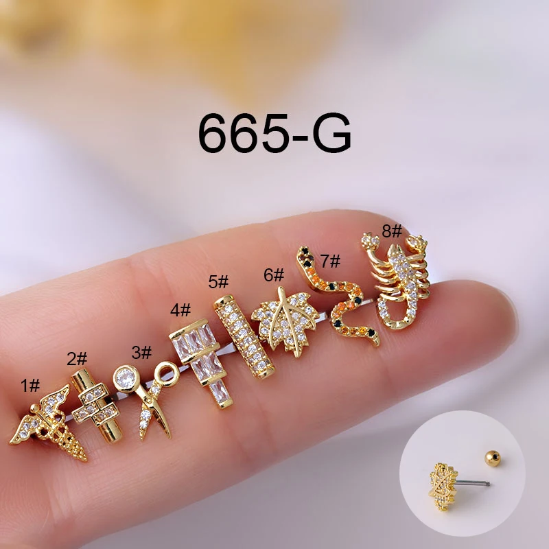 Серьги-гвоздики женские из нержавеющей стали украшение для пирсинга с фианитами