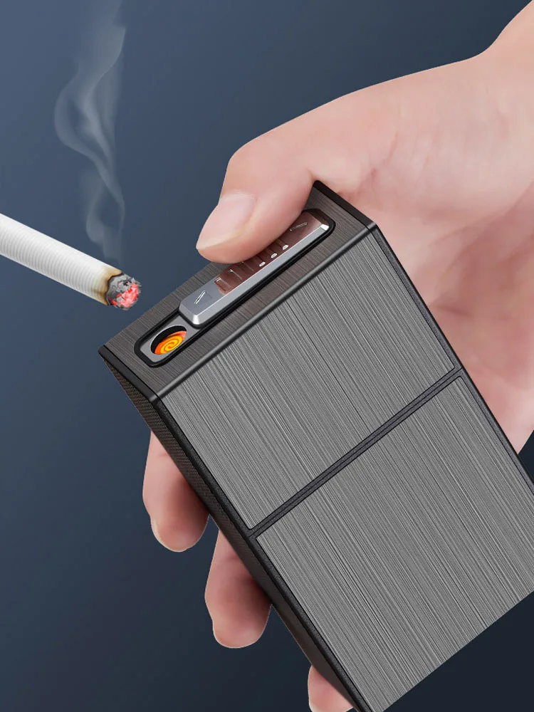 

New Brushed Rechargeable USB Electric Lighter Case Holder Smoking Accessories Ciggarete Storage Containers Plasma Lighter Cover