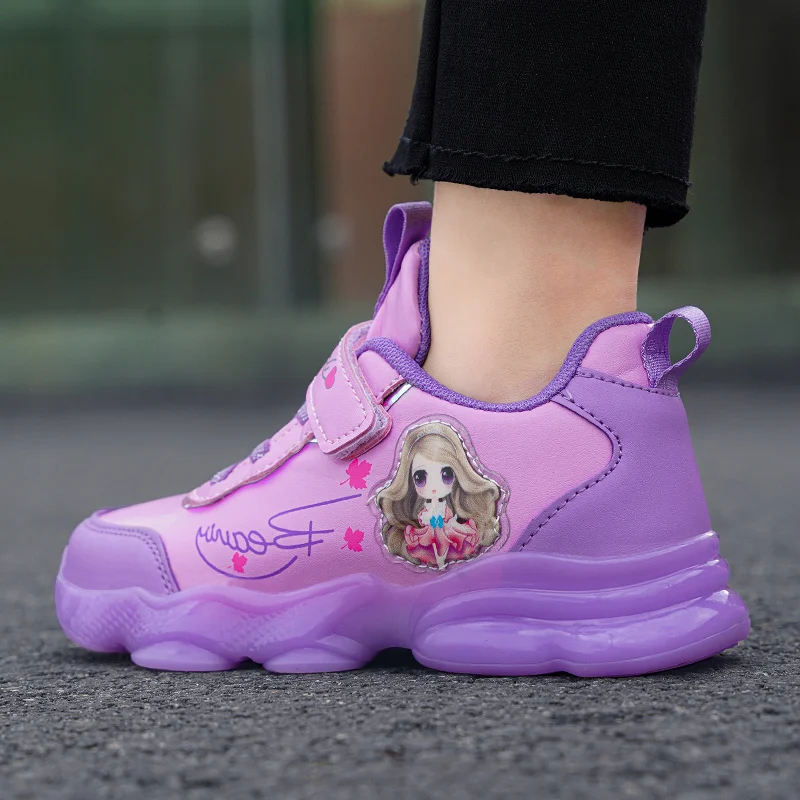 Kids Shoes for Girl Fashion Pink Purple Cartoon Sports Sneakers Children's Breathable Mesh Tenis Infantil De Menina enlarge