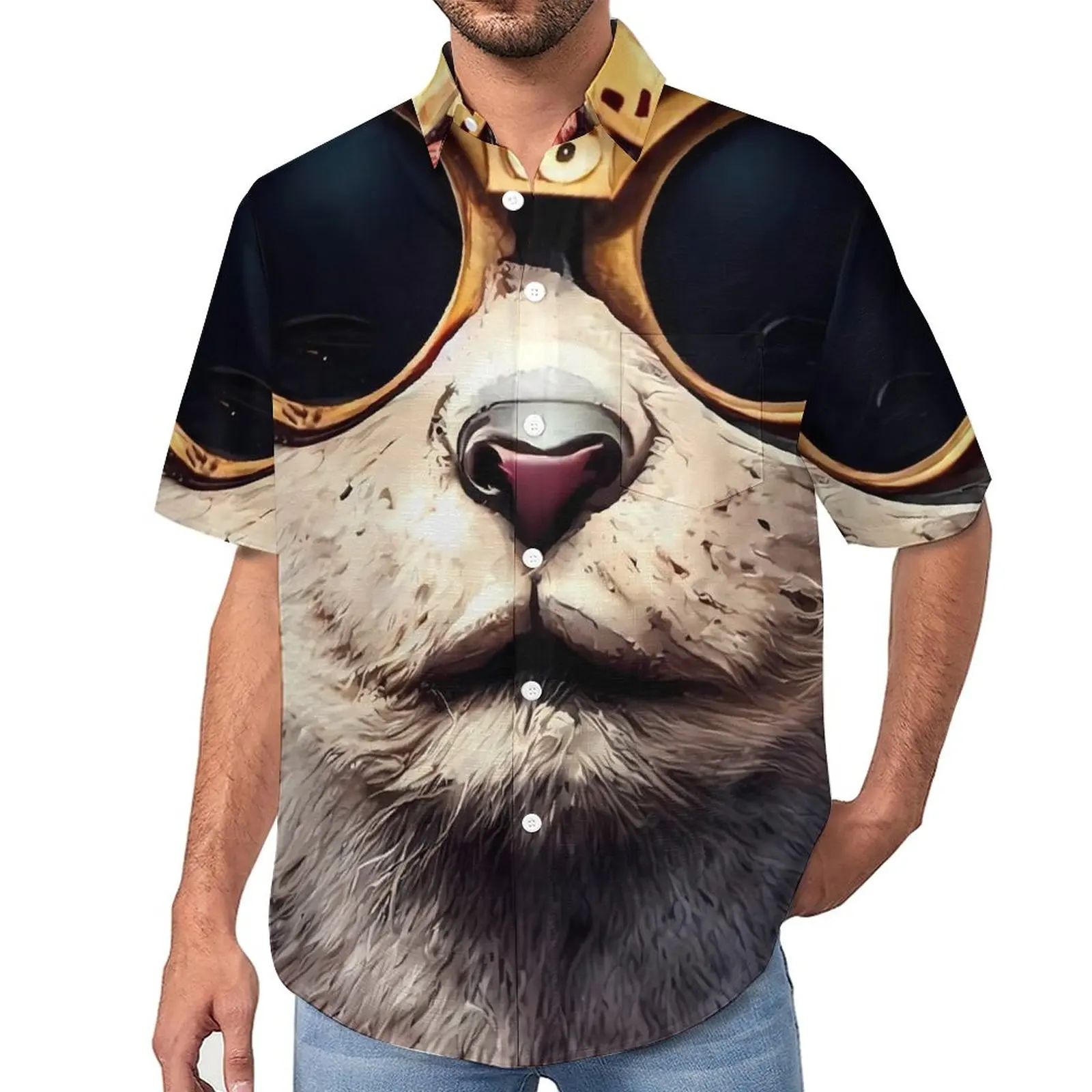 

Funny Animal Beach Shirt Pirate Hawaiian Casual Shirts Male Trending Blouses Short-Sleeve Design Tops Plus Size
