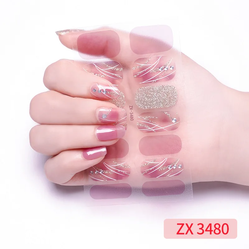 

14 Tips/Sheet Fashion Nail Art Stickers Manicure Decal DIY Full Cover Solid Colors Self-Adhesive Waterproof Nail Stickers Wraps