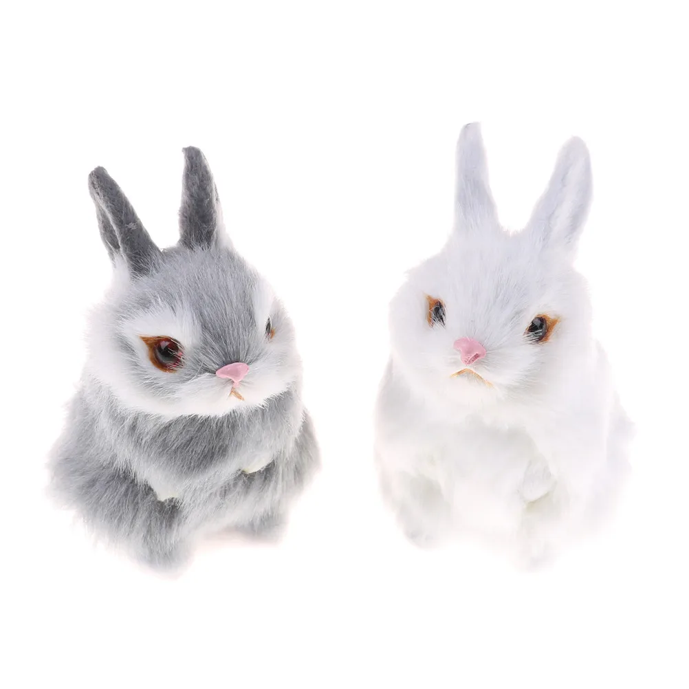 

New Imitate hair White Furry Rabbit Nap Toys Simulation Animal Model Decoration Artificial Animal Small Rabbit