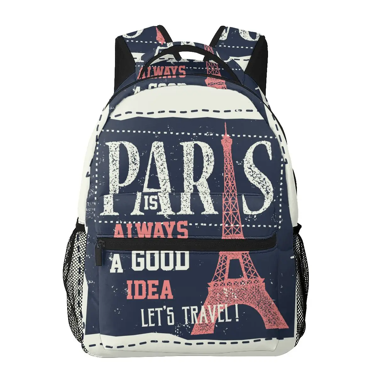 

Casual New Simple Women Backpack for Teenage Travel Shoulder Bag Vintage Paris France Touristic Greeting Card