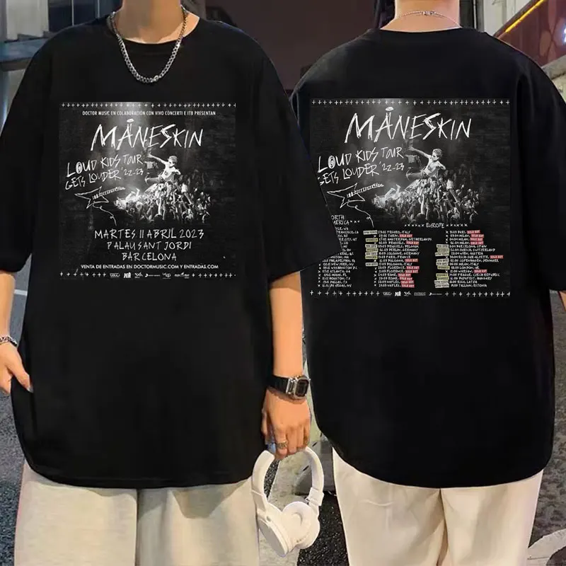 

Maneskin Louds Kids Gets Louder Tour Tshirt Male Hip Hop Streetwear Italian Rock Band T Shirt Men Women Vintage Oversized Tees