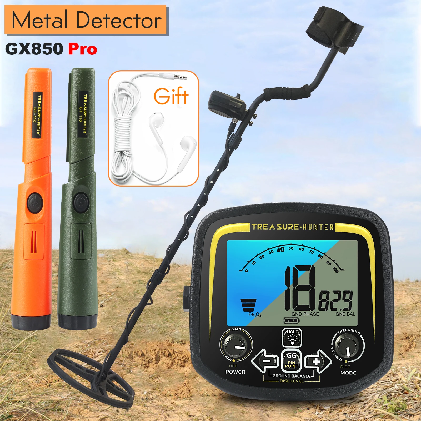

GX850 Underground Metal Detector High Sensitivity Professional Waterproof Detector De Metais Gold Metector for Treasure Hunter
