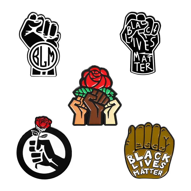 

Alloy Enamel Fist Rose Brooch Paint Cartoon Fist Brooch Rose Anti-glare Buckle Wholesale And Retail Lapel Pins