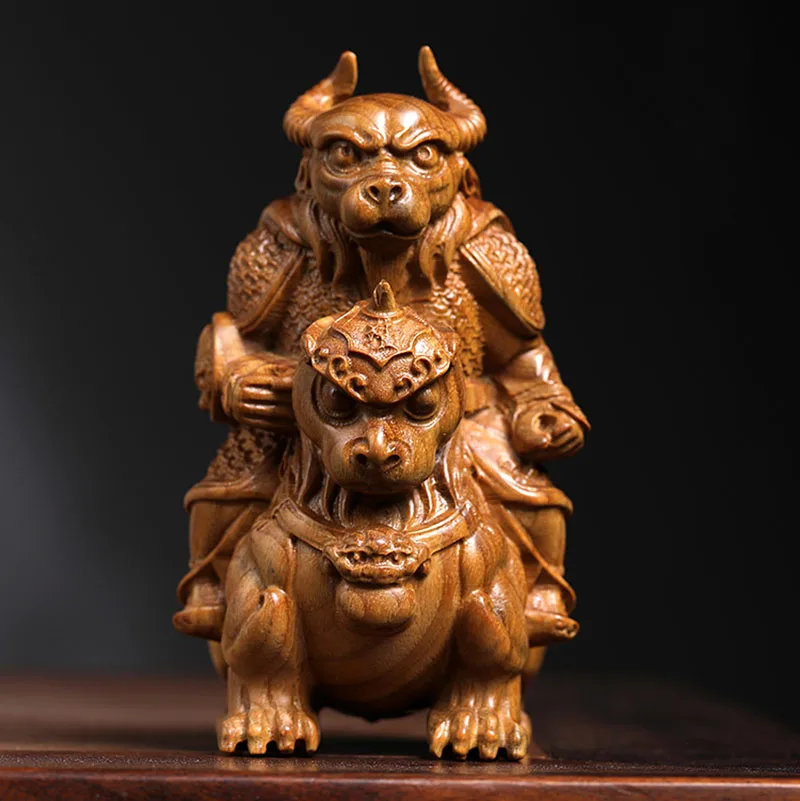 

XS731- 12 см фигурка рыцаря быка дьявола зеленая сандаловая скульптура искусственное украшение подарок миниатюрные украшения